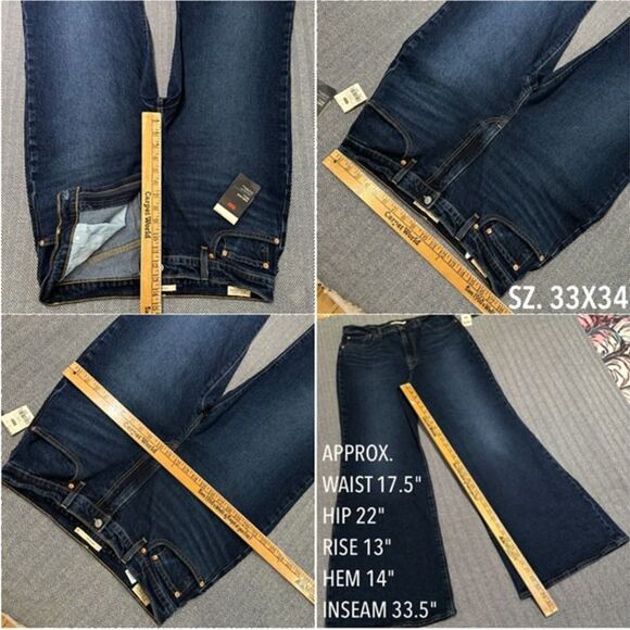 LIKE NEW Levi’s Premium Ribcage Bell Flare High Rise Bell Bottom Jeans Dark Wash - Picture 12 of 12